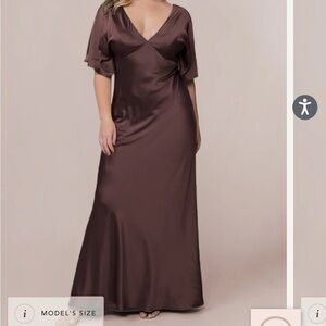 Revelry Dress Maya Satin Dress -Mahogany